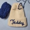 Custom Hand Embroidered Baby Hat – Soft Cotton Beanie with Name Personalization – Ideal Newborn Gift